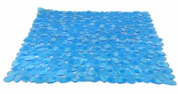 TAPIS DOUCHE ANTIDHERAPANT GALETTE BLEU AVEC VENTOUSES 