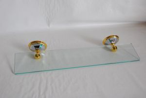 GLASS SHELF WITH 2 SUPPORT "TOPAZE" SILVER GOLD