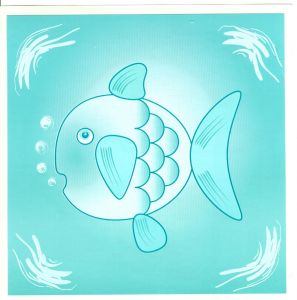 6 STICKERS  BLUE FISH 