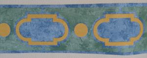 BORDURE ADHÉSIVE POUR MUR AVEC DÉCORATION BLEU / JAUNE