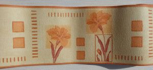 PAPER EDGE WITH EMBOSSED EFFECT ORANGE FLOWERS