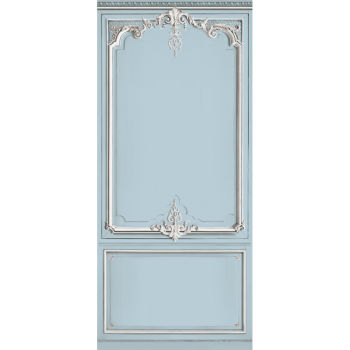 PANNELLO BLU CIELO HAUSSMANNIANO IN LEGNO DECORATO  138 cm