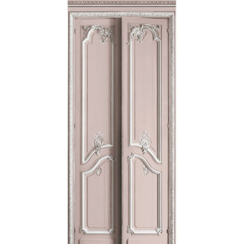 DECORO IN LEGNO PASTELLO HAUSSMANIANO IN POLVERE ROSA  DOPPIA PORTA  138 cm