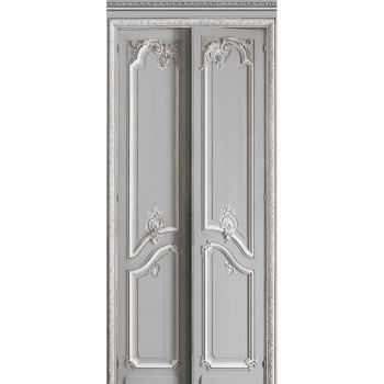 DECORO IN LEGNO PASTELLO HAUSSMANIANO IN GRIGIO PERLA DOPPIA PORTA  138 cm