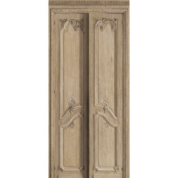 DECORO  HAUSSMANNIANO IN LEGNO GREZZO DOPPIA PORTA  138 CM 