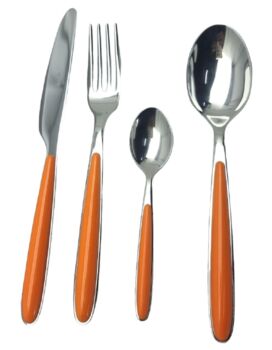 MORINOX FUNNY CUTLERY SET 24 PIECES 6 PEOPLE - 18/10 STAINLESS STEEL ORANGE COLOR