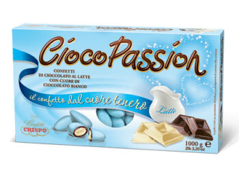 Confetti  Crispo  celesti di cioccolato al latte con cuore di cioccolato bianco