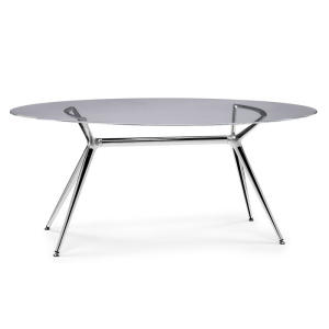 TABLE METROPOLIS 180 X 100 GRIS FUME' CHROMÉ