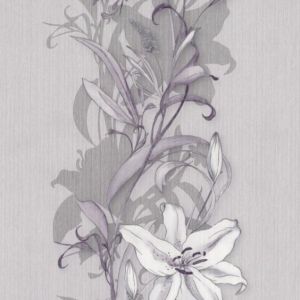 Wallcovering Sinfonia light gray and flieder flowers