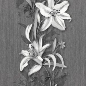 Wallcovering Sinfonia flowers anthracite and white