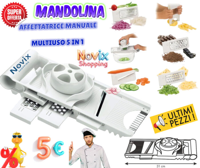 product-12469-0-4a3f46e3-700 COUPE-LÉGUMES MANUEL MANDOLINE HACHOIR ÉPAISSEUR RÉGLABLE 5 LAMES