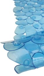 TAPIS DOUCHE ANTIDHERAPANT GALETTE BLEU AVEC VENTOUSES