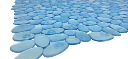 TAPIS DOUCHE ANTIDHERAPANT GALETTE BLEU AVEC VENTOUSES