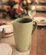 CARAFFA ARTIGIANALE IN CERAMICA VERDE FATTA A MANO CASA DECO