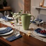 CARAFFA ARTIGIANALE IN CERAMICA VERDE FATTA A MANO CASA DECO