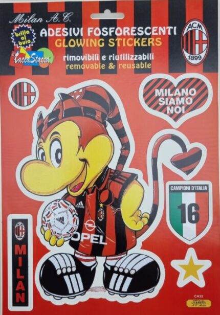 STICKERS CALCIO MILAN RIMOVIBILI  &  FOSFORESCENTI