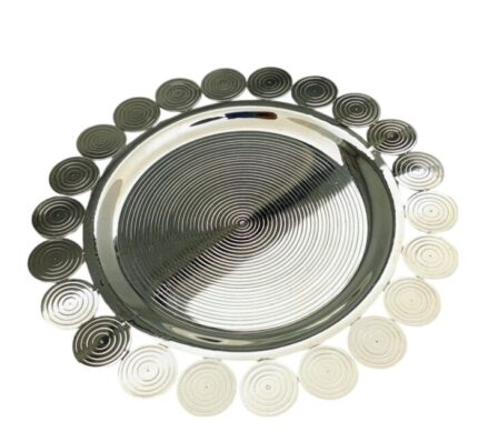 VASSOIO DECORATIVO CENTRO TAVOLA ACCIAIO INOX DIAM. 23 cm.