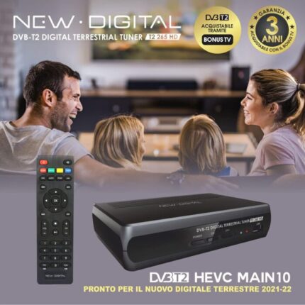 Decoder DVB-T2 265 HD HEVC H265 10 BIT, Alta definizione, HDMI, USB