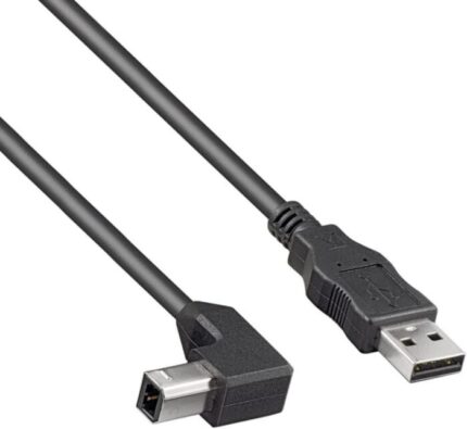 Cavo USB 2.0 High Speed ​​M/M 0,5m, A Maschio su B Maschio Piegato a 90°, Cavo di Collegamento USB per Scanner ECC., Dop