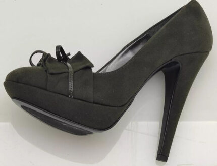 Scarpe donna décolleté tacco alto verde scuro vera pelle BY MARI