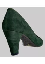scarpe donna decolleté tacco alto verde scuro camoscio vera pelle tag 37 by riko
