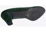 scarpe donna decolleté tacco alto verde scuro camoscio vera pelle tag 37 by riko