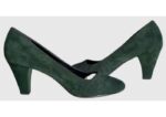 scarpe donna decolleté tacco alto verde scuro camoscio vera pelle tag 37 by riko