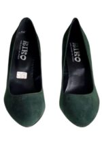 scarpe donna decolleté tacco alto verde scuro camoscio vera pelle tag 37 by riko