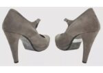 SCARPE DONNA DECOLLETE TACCO ALTO GRIGIO VERA PELLE CAMOSCIO TAG 36 BY ALYSA
