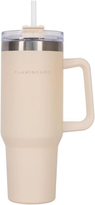 Flamingueo Tazza Termica - Borraccia con Cannuccia Rosa
