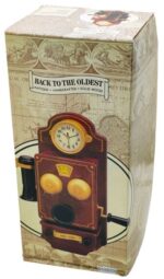 TÉLÉPHONE VINTAGE ANTIQUE DÉCO AVEC HORLOGE ET RADIO 36 X 16 cm.