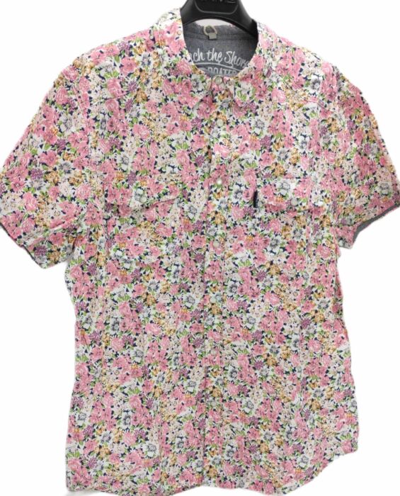product-18819-0-3d201e26-700 CHEMISE BLANCHE À FLEURS ROSES TAILLE XL MANCHES COURTES PAR HEROD
