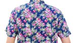 CHEMISE BLEU FONCÉ À FLEURS À MANCHES COURTES TAILLE M PAR HEROD