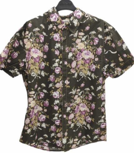 CHEMISE MARRON AVEC FLEUR VIOLETTE TAILLE M BY LEE COOPER