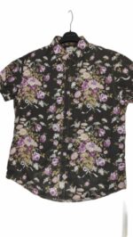 CHEMISE MARRON AVEC FLEUR VIOLETTE TAILLE M BY LEE COOPER