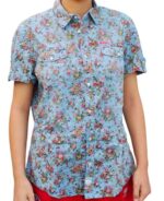 CHEMISE BLEUE À FLEURS ROSES TAILLE S BY LEE COOPER