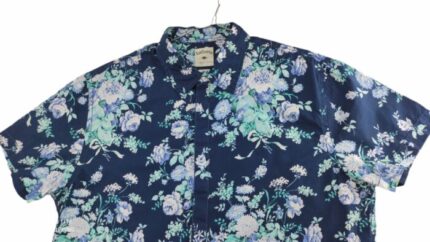 CHEMISE BLEUE FONCEE AVEC FLEURES BLEUES CLAIRES MANCHES COURTES TAILLE S BY LEE COOPER