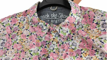 CHEMISE BLANCHE À FLEURS ROSES MANCHES COURTES TAILLE S BY HEROD