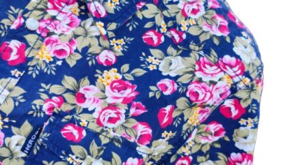 CHEMISE BLEU FONCÉ À FLEURS MANCHES COURTES TAILLE S PAR HEROD