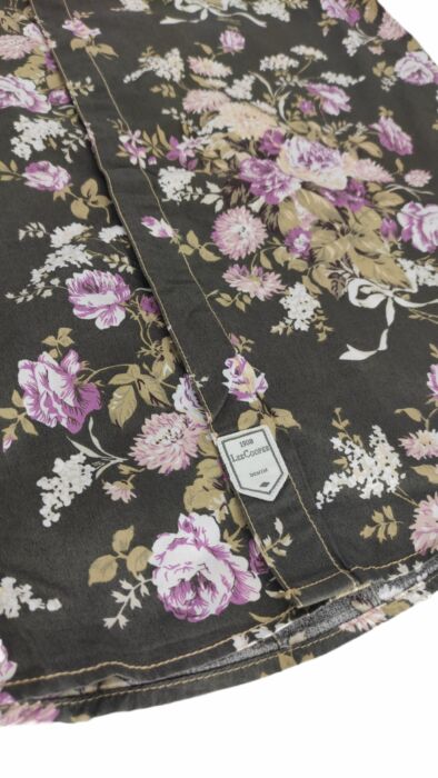 CHEMISE À FLEURS VIOLETTES BRUNES À MANCHES COURTES TAILLE L PAR LEE COOPER