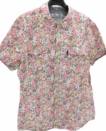 CHEMISE BLANCHE À FLEURS ROSES MANCHES COURTES TAILLE L BY HEROD