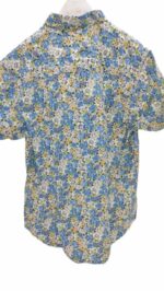 CHEMISE BLANCHE À FLEURS BLEUES À MANCHES COURTES TAILLE L PAR HEROD