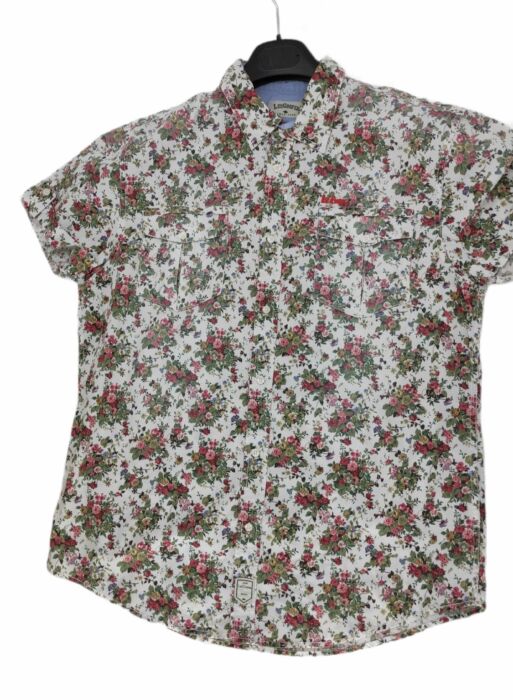 product-18995-0-dcae94d7-700 CHEMISE BLANCHE À FLEURS ROUGES MANCHES COURTES TAILLE M PAR LEE COOPER