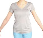 T-SHIRT DONNA SCOLLO V MANICHE CORTE TORTORA  BY ORIGINAL MARINES