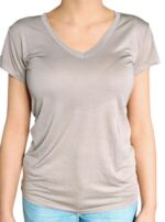 T-SHIRT DONNA SCOLLO V MANICHE CORTE TORTORA  BY ORIGINAL MARINES