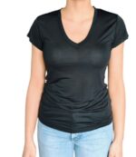 T-SHIRT DONNA MANICHE CORTE SCOLLO V NERO BY ORIGINAL MARINES TAG. XS, S, M