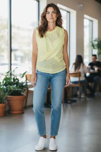 MAGLIETTA SENZA MANICHE CANOTIERA DONNA GIALLO TAG. XS, S BY ORIGINAL MARINES