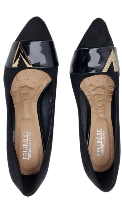 SCARPE DONNA  DECLOTE' VERA PELLE CAMOSCIO NERO BY FELIROSE 37