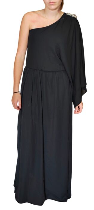 ABITO MONOSPALLA NERO ELEGANTE LUNGO  TAG.