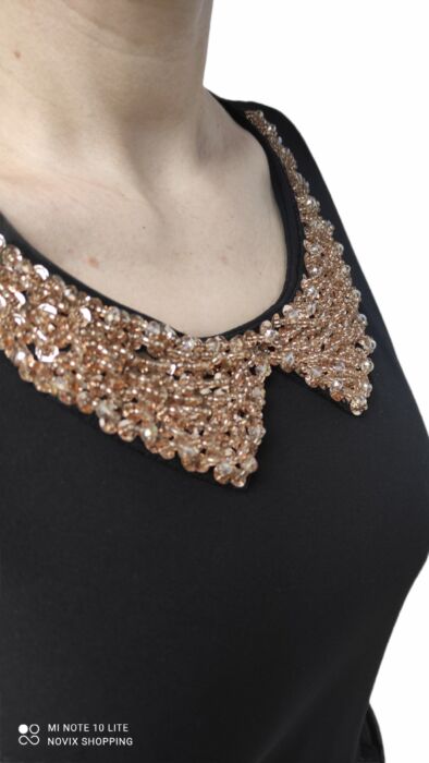 VESTITO DONNA ELEGANTTE NERO COLLIER TAGLIA
